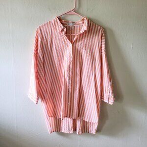 Tyler Boe - Beautiful Orange Striped Button-Down Beach Shirt